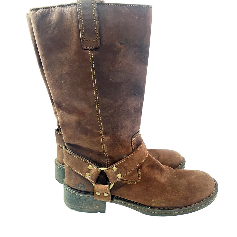Born brown suede harness boots size 9/40.5